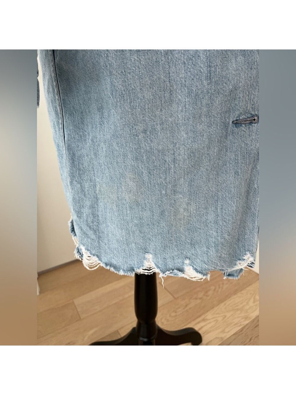 LEVI'S Josette Duster Long Coat Button Front Distressed Raw Hem Western Casual - Picture 17 of 17
